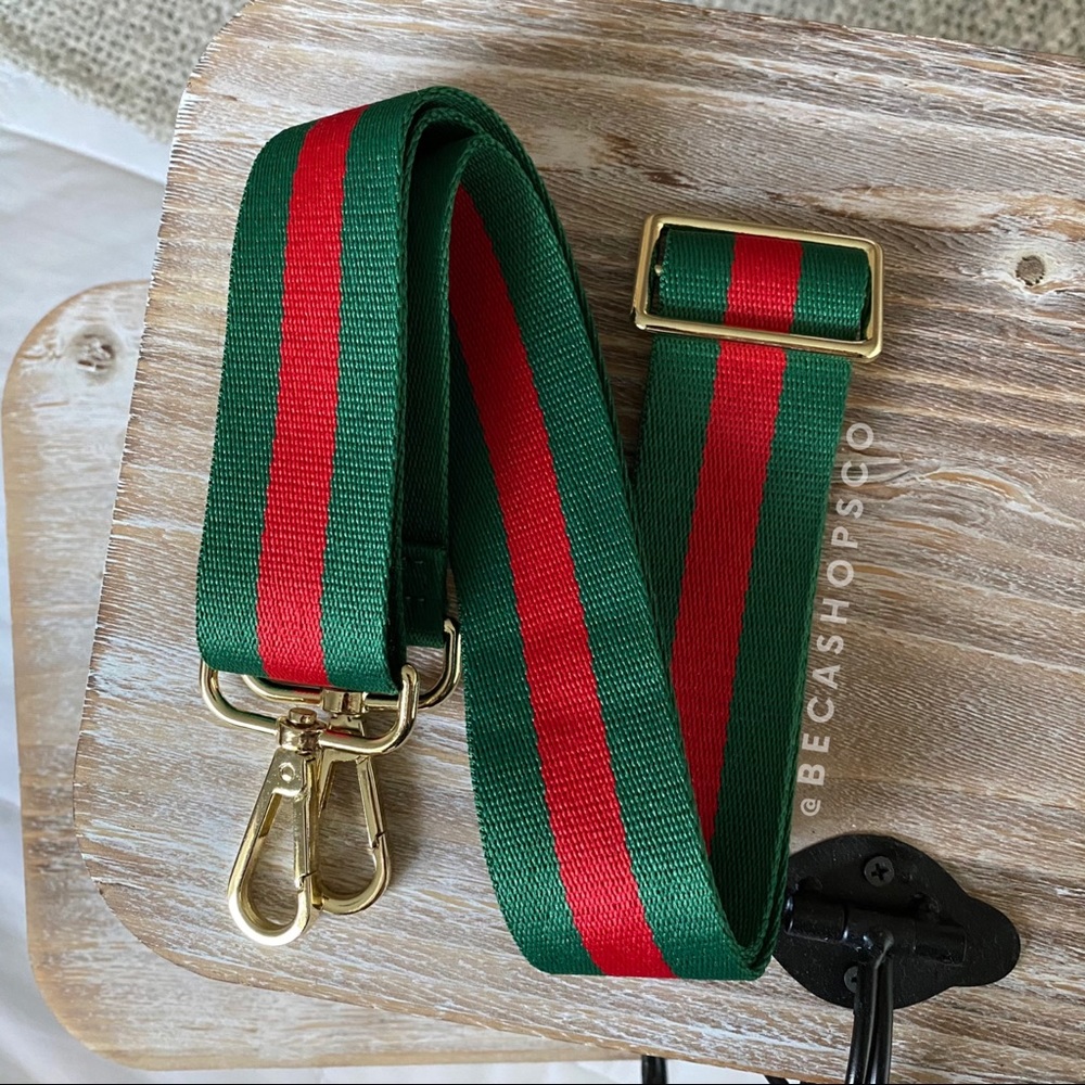 Red & Green Web Canvas Handbag Strap Replacement Guitar Strap